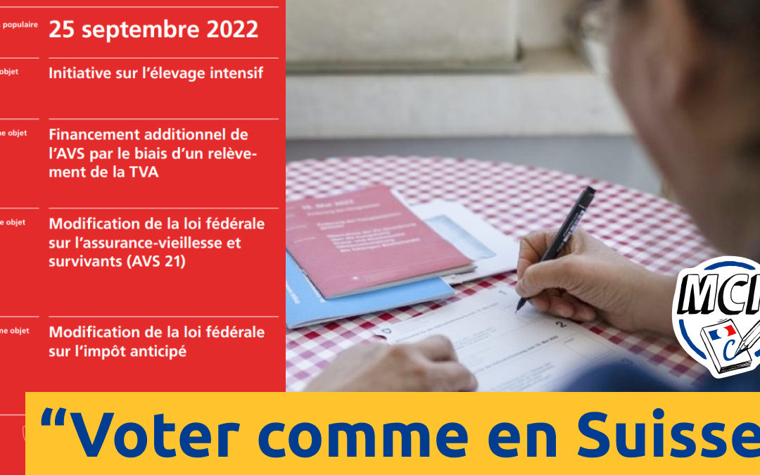 Voter comme en Suisse 2 : RIC sur l’élevage intensif, l’AVS et l’impôt