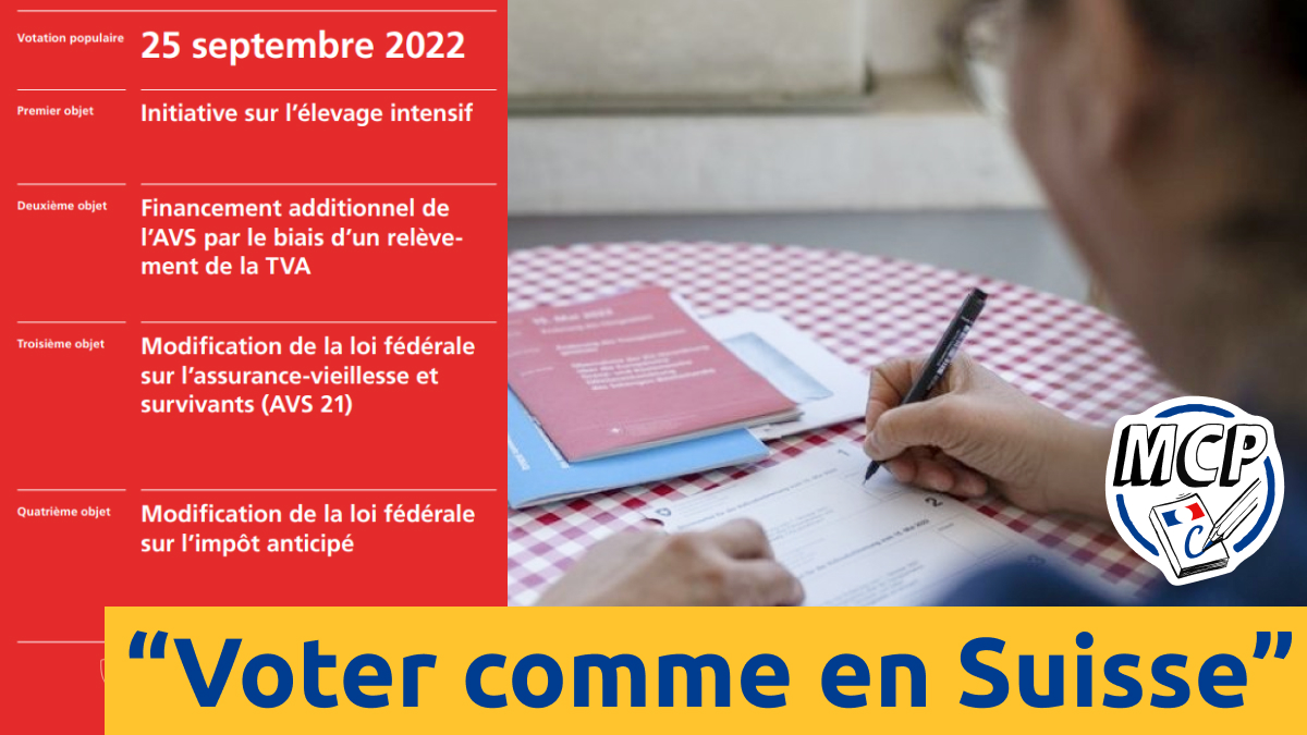 Voter comme en Suisse 2 : RIC sur l’élevage intensif, l’AVS et l’impôt